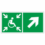 Знак эвакуационный «Направление движения к пункту (месту) сбора для инвалидов», направо вверх, фотолюминесцентный